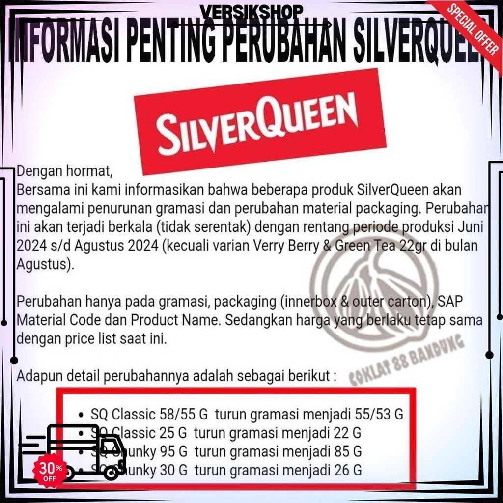 

Coklat Silverqueen 1 Box 22Gr Ex 25Gr, Silver Queen Mete 25 Gr 1 Dus Isi 10 Pcs X 22 Gram D Sale