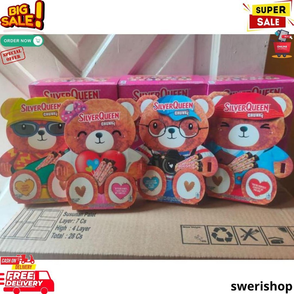 

Silverqueen Bear Valentine Chunky Cashew Special Edition 1 Pack Isi 3 @30Gr D Promo Puncak