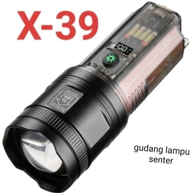 Sale Senter Led Laser X39(Original)7 Mode Sinar Solar Panel Flashlight Zoom In Out Powerfull 1000M