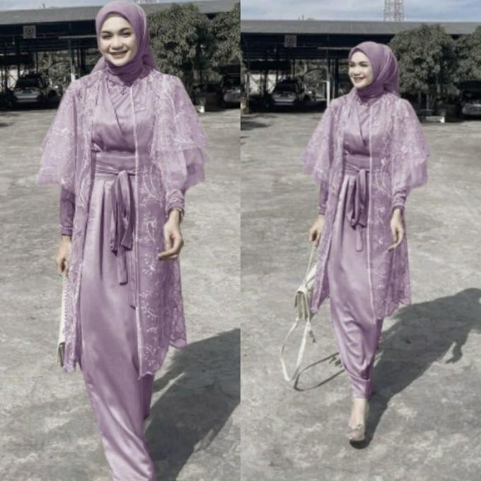 Sale Set Outer Pesta Lucciana Brukat Ungu Taro Ld 90 100 110 120 130 Sg