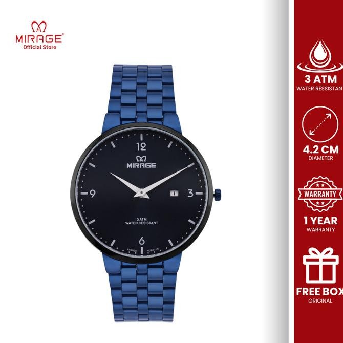 Sale Mirage Watch Jam Tangan Pria Biru Stainless Kasual 8696 M Analog Original Anti Karat Garansi 1 