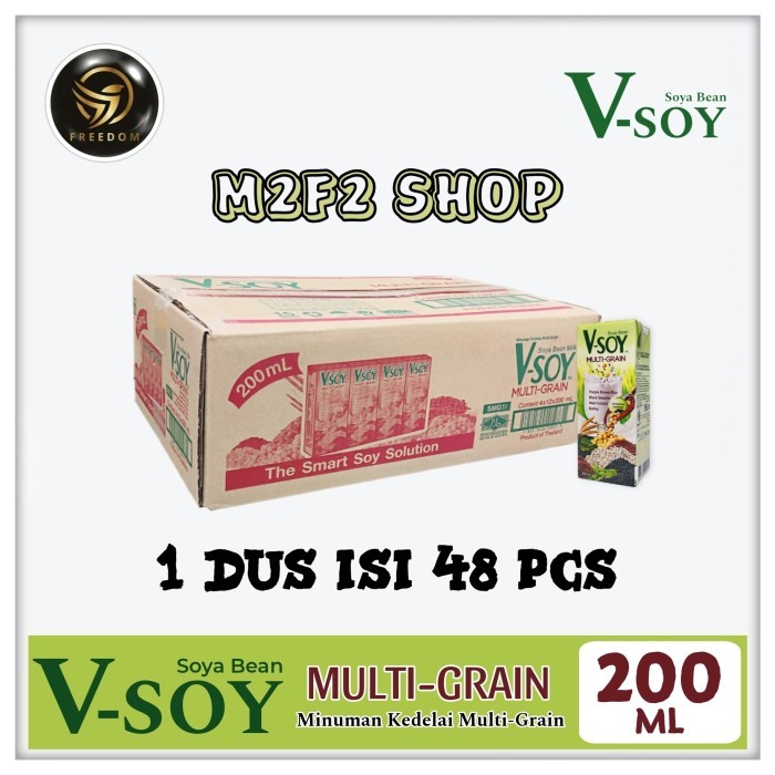 

V-Soy Soya Bean Multi Grain Barley Susu Kedelai Kotak 200 ml (Karton)