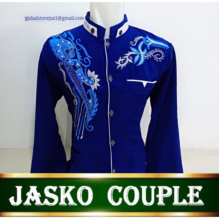 TERLARIS JASKO DEWASA DAN ANAK / JAS COUPLE BAPAK ANAK / KOKO PASANAGAN ANAK BAPAK / MOTIF BIRU