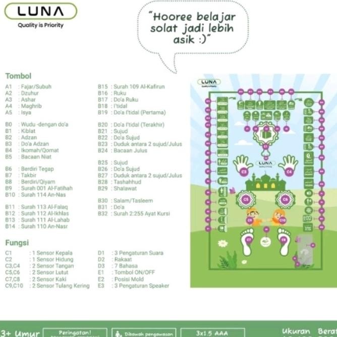 Elektronik Sajadah / Smart Sajadah Elektronik Untuk Edukasi Belajar Anak Sholat / E Sajadah Anak - A