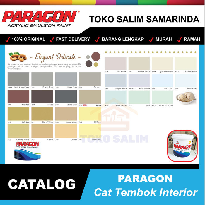 *****] CAT TEMBOK PARAGON 5KG PUTIH /HITAM/ WARNA