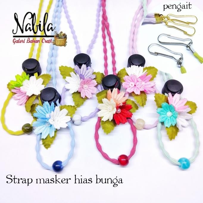 Grosir (Satuan) Kalung Strap Masker | Tali Masker 2 In 1 Motif Bunga