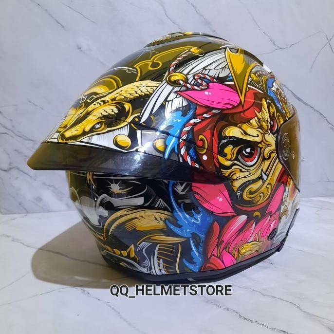 Helm Half Face Ink Terra 2 Motif Demon Samurai Agrifapermata