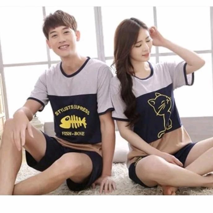 Murah Piyama Couple Piyama Pasangan Import Lucu Bagus Adem T01