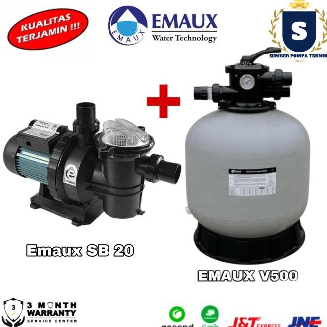 Mesin Pompa Kolam Renang 2Hp + Sand Filter Emaux 21"