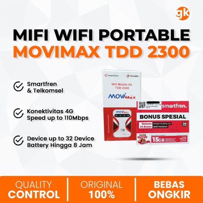 NEW Modem WiFi MiFi 4G Movimax Portable Telkomsel Smartfren TDD 2300