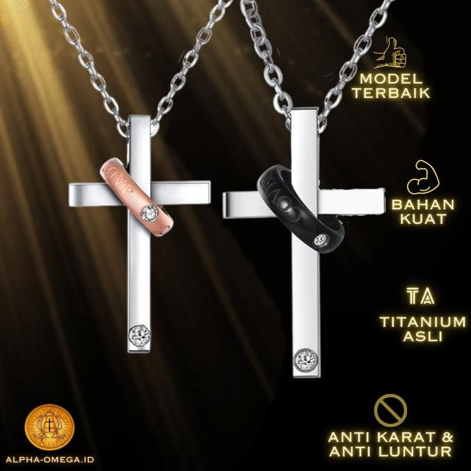 Grosir Kalung Salib Cincin Couple Titanium | Aksesoris Rohani Kristen Katolik