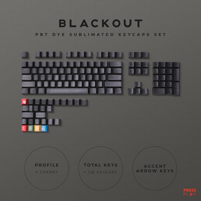 Blackout Pbt Dye Sub Keycaps Keycap Set