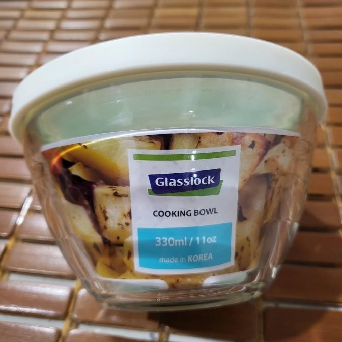 Murah Glasslock Cooking Bowl W Steam Hole 330Ml Wadah Makanan Mangkok Kaca Glass Lock Food Container