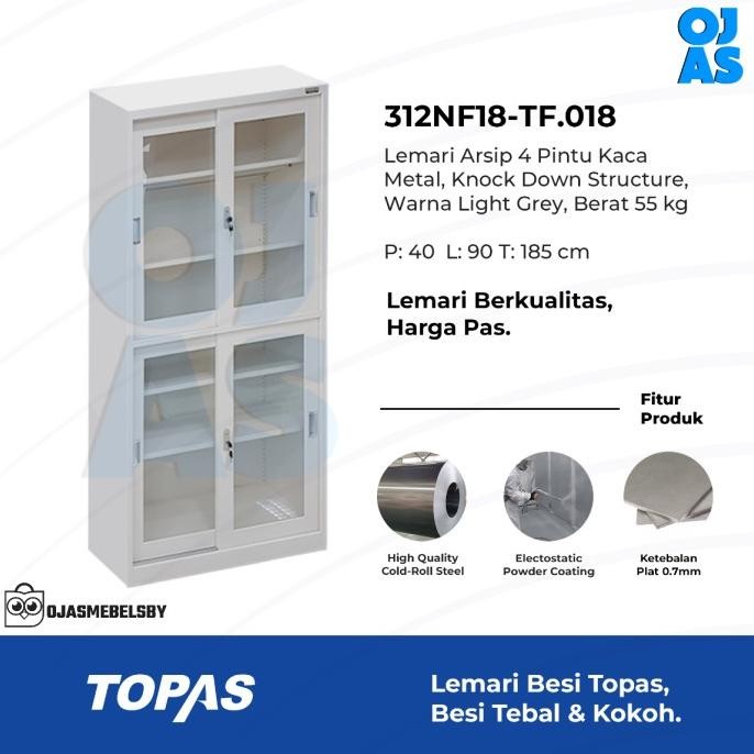 

Lemari arsip plat besi pintu sliding kaca atas bawah Topas