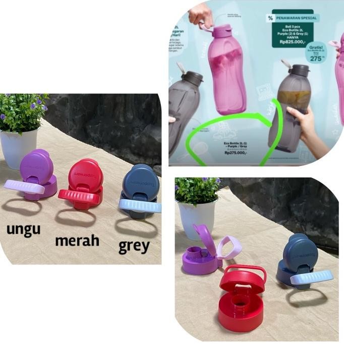 Promo Tutup Botol Minum 1.5 Liter / 2 Liter Anti Tumpah / Bocor Tupperware