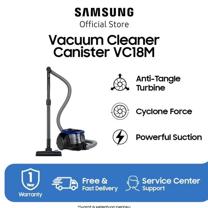 Samsung Canister Vacuum Cleaner 380W W/ Cyclone Force & Anti-Tangle Turbine - Vc18M2120Sb/Se