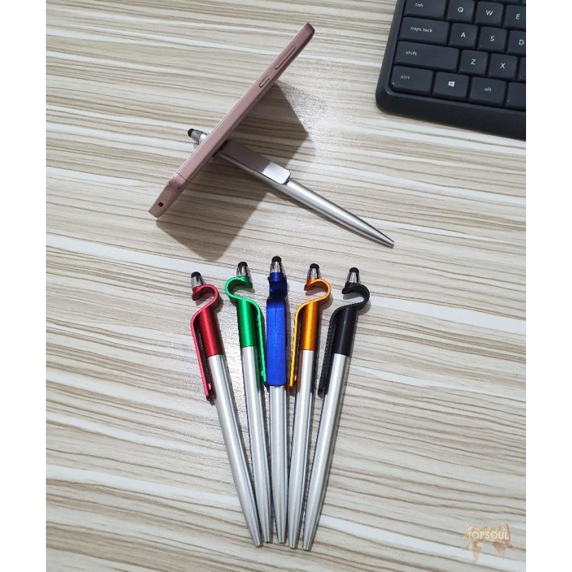 

Cetak Sablon Pulpen Stand Hp + Stylush / Ballpoint Bolpen Pena Pen Promosi
