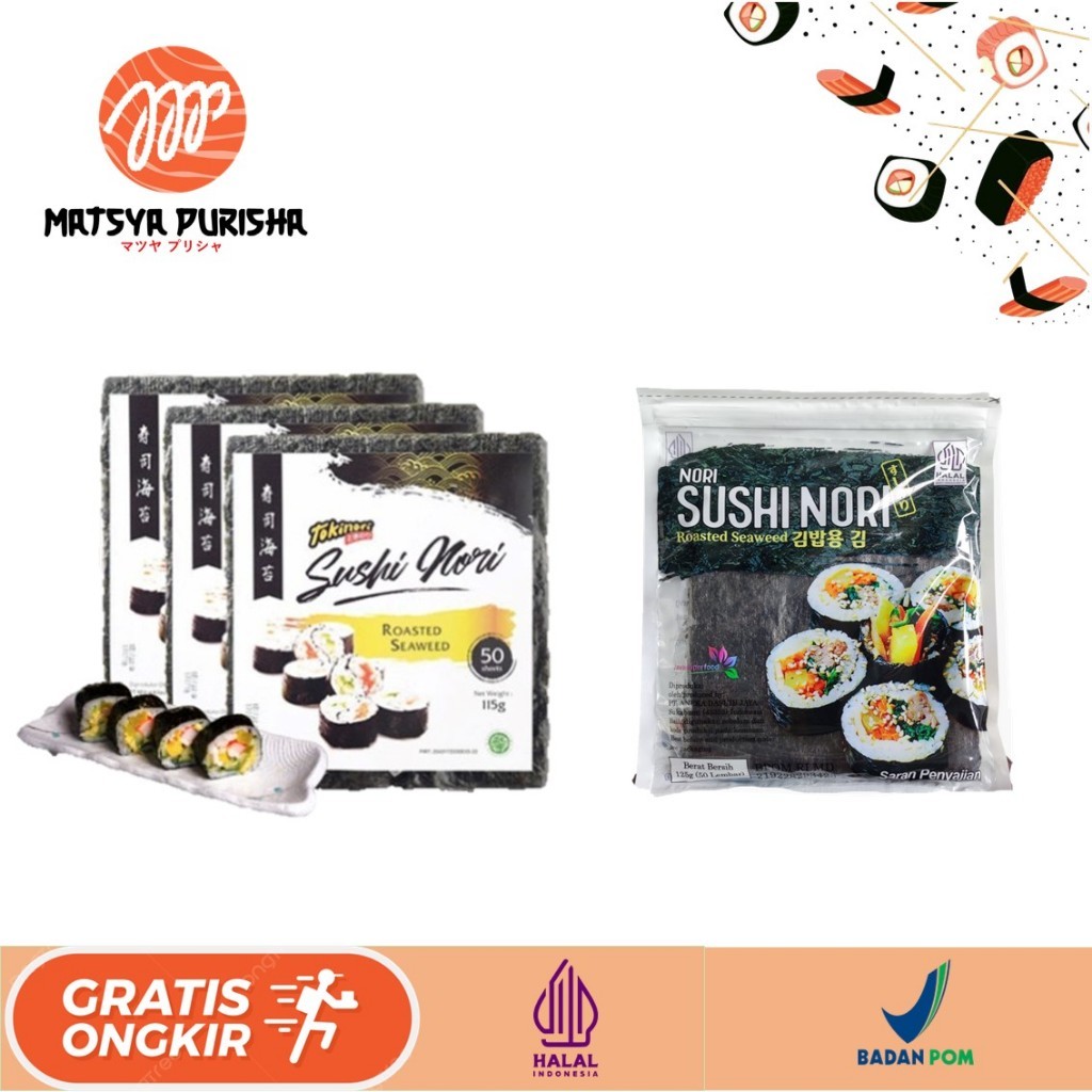 

Sushi Nori Seaweed Rumput Laut Halal @50 Pcs / Sushi Nori Sheet Gold 50 pcs