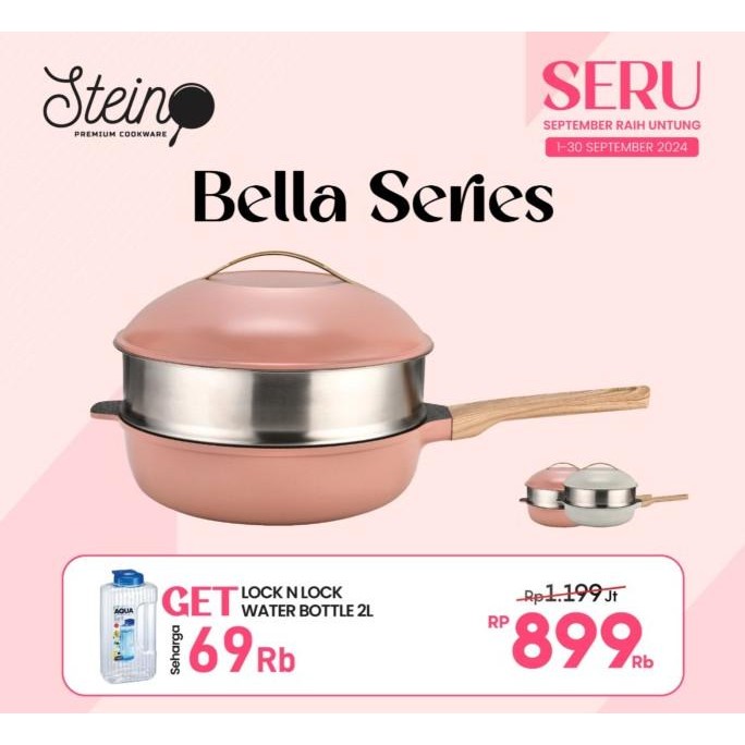 Steincookware Stein Bella Series Wok 28Cm + Lid+ Steamer | Panci Kukus Ser_Home