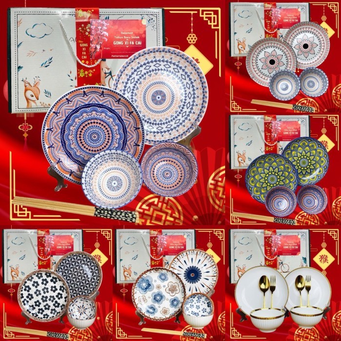 

PETITEMAISON HAMPERS IMLEK PIRING MANGKOK CANGKIR KERAMIK SOUVENIR GONG XI FA CAI