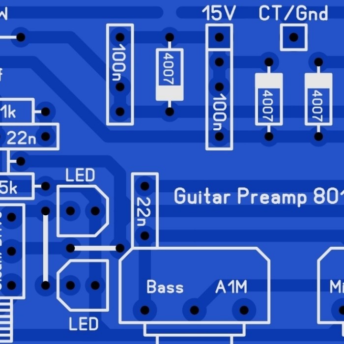 TERUJI PCB PREAMP AMPLI GITAR MARSHALL 8001/8010