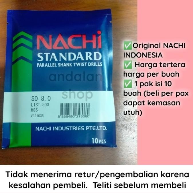 Mata bor besi 8.0mm nachi / mata bor besi nachi / mata bor 8mm murah
