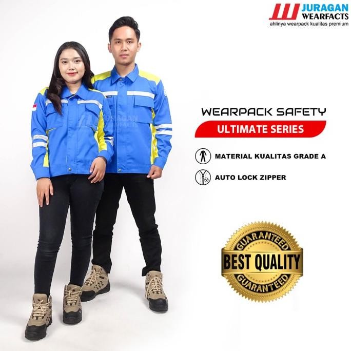 Juragan Wearfacts - Wearpack Atasan Warna Biru Benhur Kombinasi Kuning