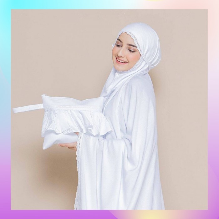 Minajshop Mukena Dewasa Jumbo Putih Polos Rayon Premiun Adem / Mukenah Terbaru