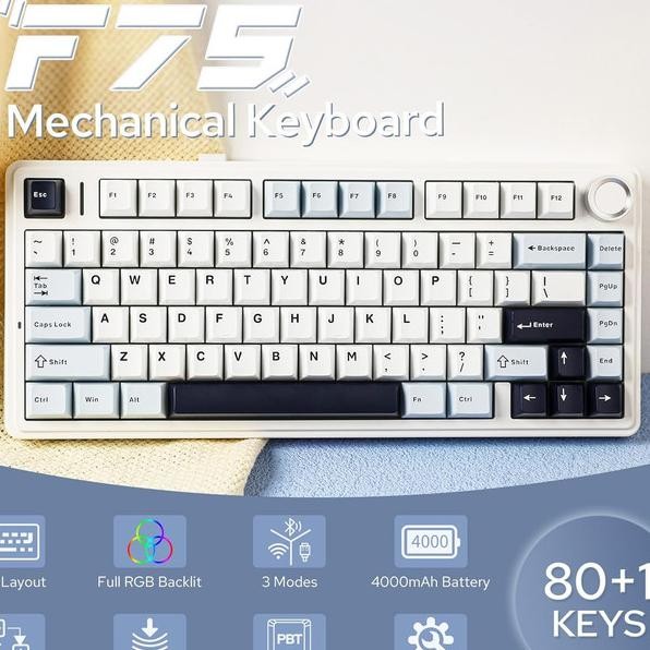 Aula F75 Pbt Wirele Gaet Hotwap 75 Mechanical Eyboard With Nob