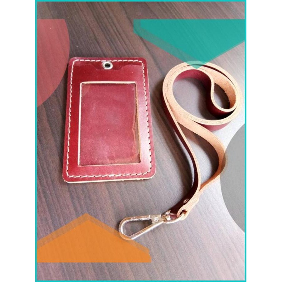 

gantungan id card kulit / id card holder warna merah card holder 07D35