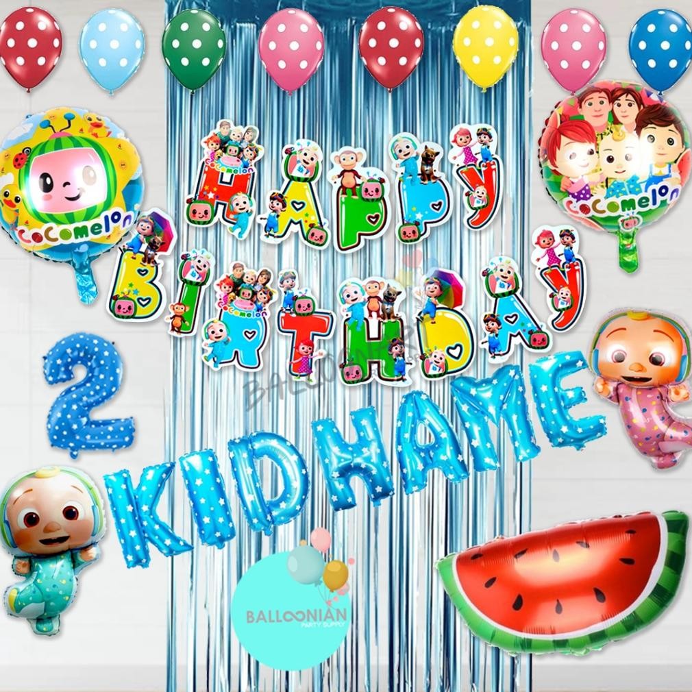 TERLARIS COCOMELON SIMPLE DECORATION SET/DEKORASI ULTAH ANAK/BALON FOIL BABY/BALLOON COCOMELON At43
