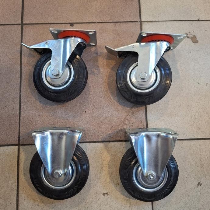Roda Etalase 5 Inch / Roda Troli / Roda Karet 1Set ( 2Rem 2Mati )