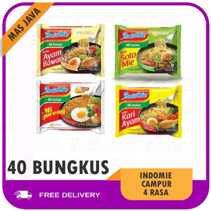 

Promo - Indomie Campur Rasa / Goreng, Soto, Ayam, Bawang, Kari ayam