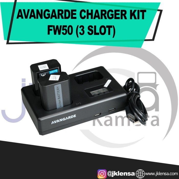 Avangarde Triple Kit Fw50 3 Slot Charger Battery For Sony A6400 A7Ll