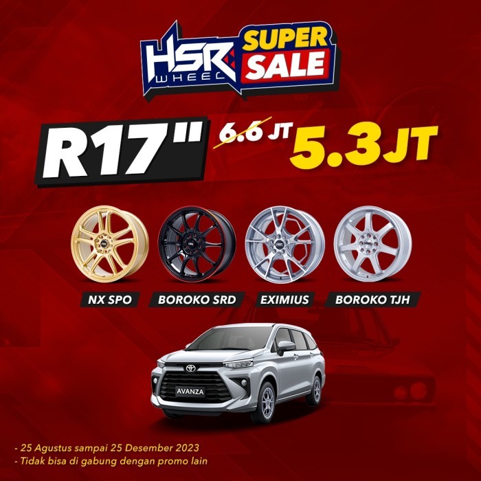 Velg Mobil Ring 14 Hingga Ring 22 Hsr Wheel - Hsr100