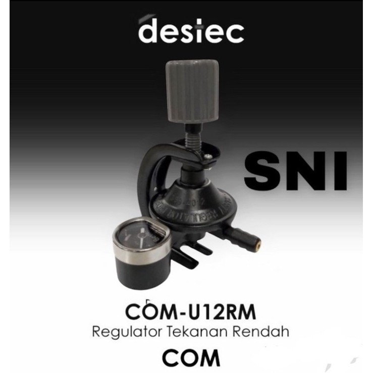 Destec Regulator Gas Com - U12 R Pengunci Putar Tekanan Rendah Black