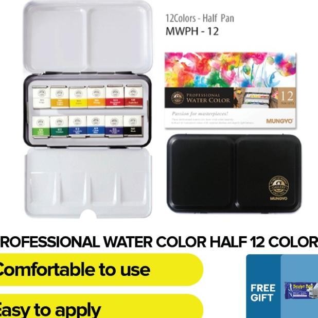 

Mungyo Profeional Watercolor Pan Et Half Ize 12 Color Et
