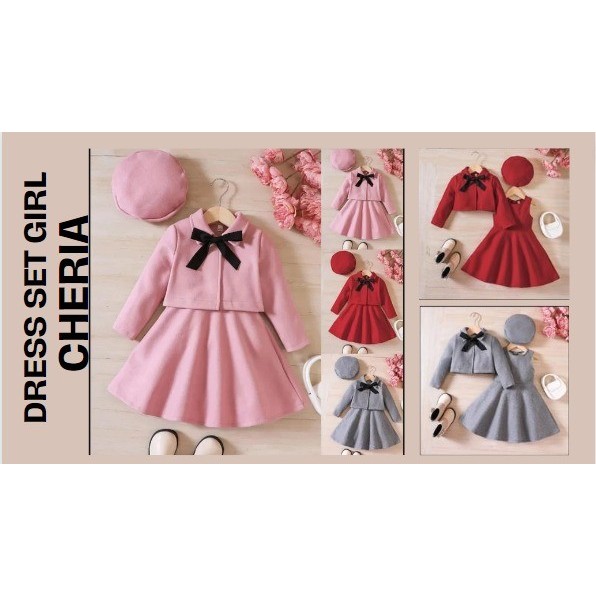 Pakaian Anak Perempuan Dress Set 2in1 Cheria KidPakaian Anak Perempuan Dress Set 2in1 Cheria Kid Bah