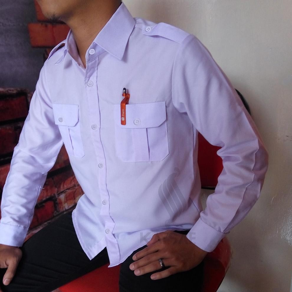 By05 hem seragam atasan pakaian baju kemeja PDL PDH pria dinas / kemeja pdl lengan panjang putih Ori