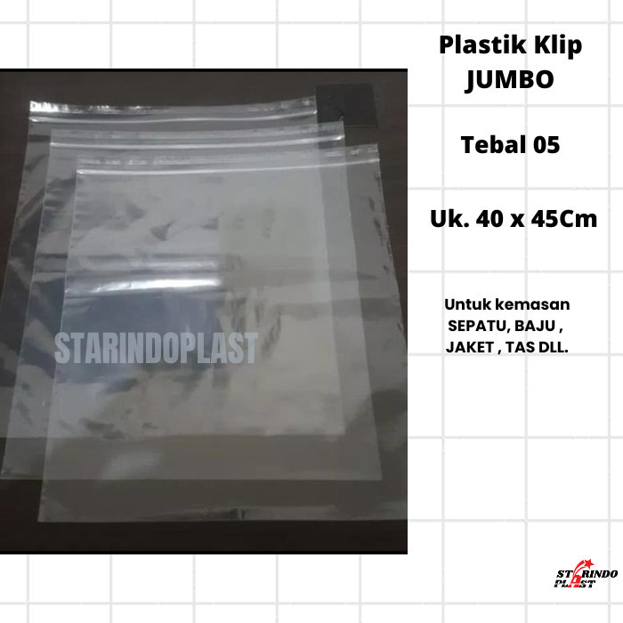 Plastik Klip Jumbo Uk 40X55 Cm Ziplock Bening Besar Tebal 0.5
