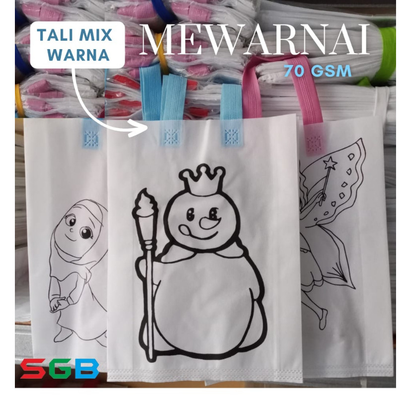 

Tas Spunbond Mewarnai Tas Putih Tali Warna Uk 30X40X8 / Goodie Bag