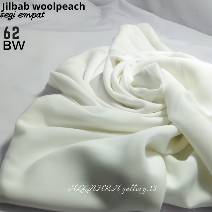 Jilbab Hijab Kerudung segi empat WOOLPEACH No.62 Putih Tulang