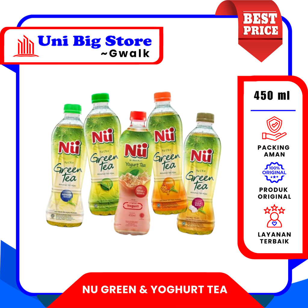 

NU GREEN & YOGHURT TEA - JASMINE - HONEY - GULA BATU - LESS SUGAR - ORIGINAL - 450 ml