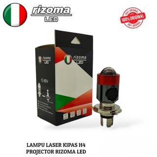 LAMPU UTAMA LED LASER KIPAS H4 PROJECTOR PREMIUM LAMPU LED RIZOMA LASER KIPAS AC/DC LAMPU DEPAN H4 S