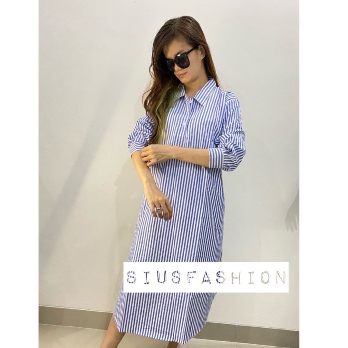 Murah TUNIK KEMEJA WANITA SALUR BIRU 798 Non COD