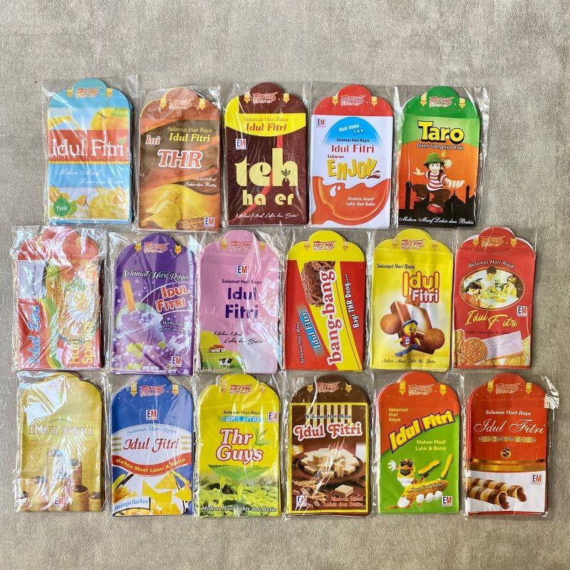 

Dompet Lebaran Selusin Dapat 12Pcs, Dompet Mini, Amplop Snak Isi 8 Pak