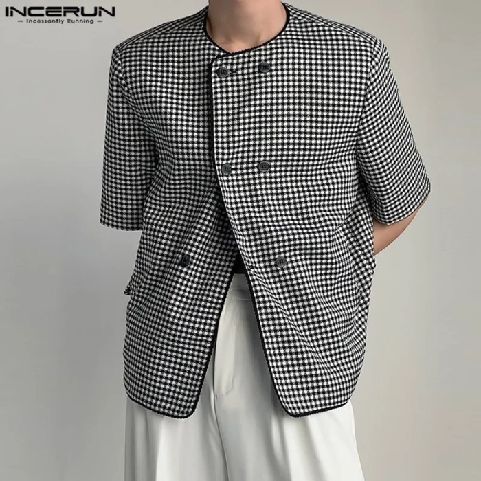 AppleDezign INCERUN Tops 2025 Korean Style New Men Collarless Design Casual Suits