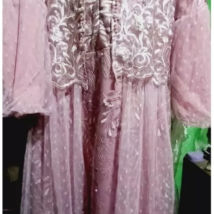 Murah Gamis felika pesta dress brukat tile dot LD 90 100 110 120 130 jumbo navy dongker PS Non COD