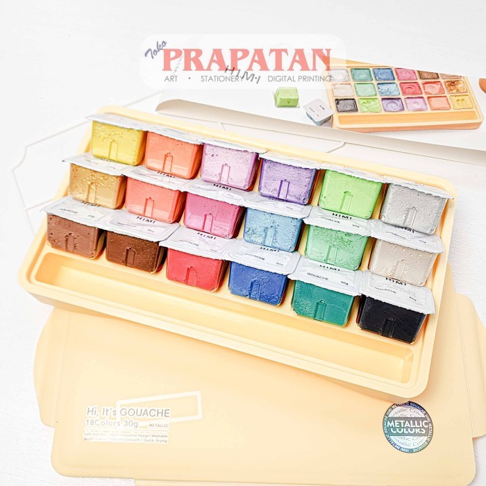 

TERBARU Miya Himi Gouache 18x30ml METALLIC Colors Cat Gouache PROMO!