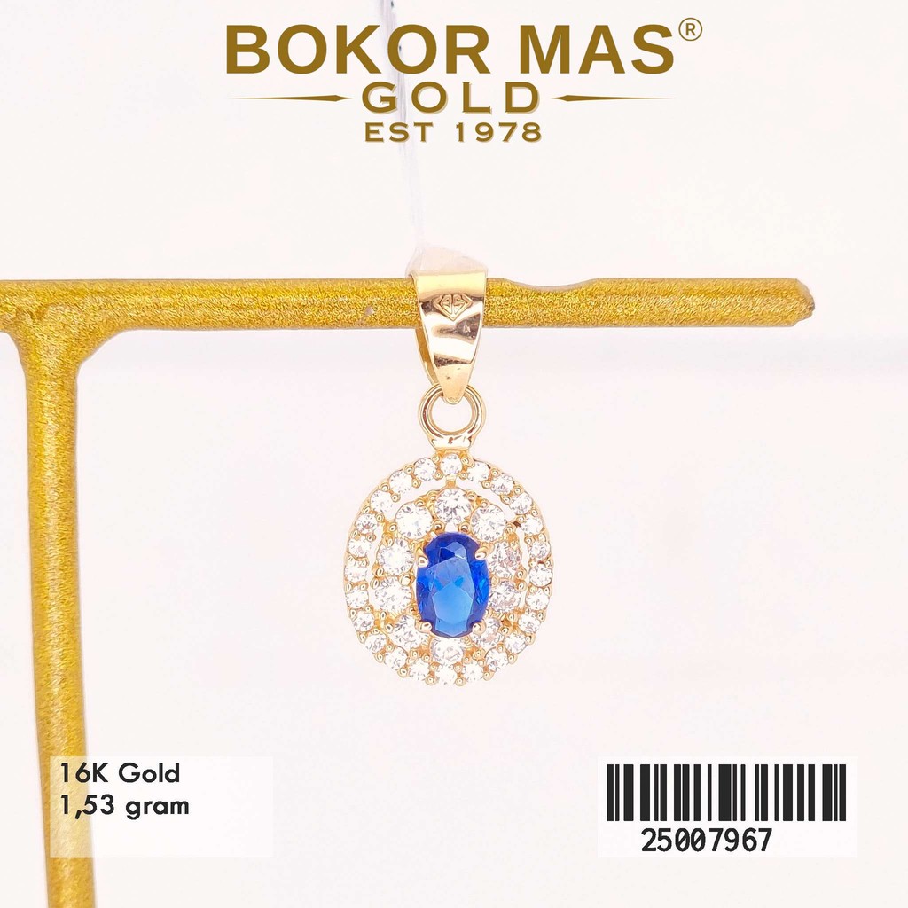 BokorMas Gold Liontin Variasi Permata Biru Emas Asli kadar 16K karat 25007967